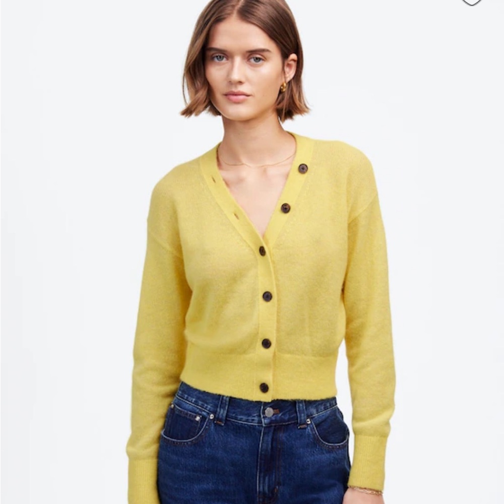Madewell Alpaca-Blend V-Neck Cardigan Canary Yellow Size XS